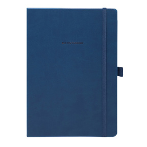 Agendă nedatată A5 pătrățele 96 foi IDEE copertă tare cu elastic DENIM BLUE
