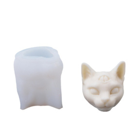 Matriță 3D din silicon pentru lumânare, pisică cu trei ochi, 8 cm
