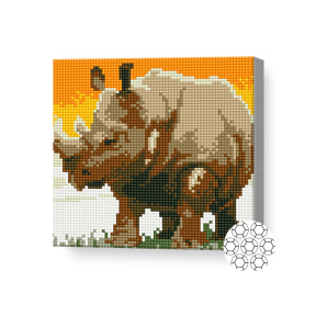 Rinocer, 20x20 cm, mozaic cu diamante