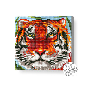 Tigru drăguț, 20x20 cm, mozaic cu diamante
