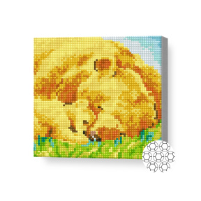 Ursoaică cu ursuleț, 20x20 cm, mozaic cu diamante