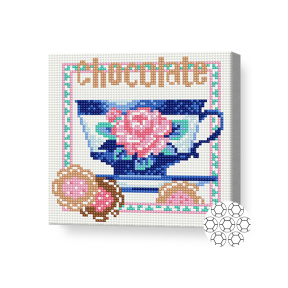 Cană cu ciocolată fierbinte, 20x20 cm, mozaic cu diamante