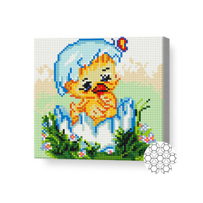 Pui în ou, 20x20 cm, mozaic cu diamante