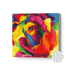Trandafir curcubeu, 20x20 cm, mozaic cu diamante