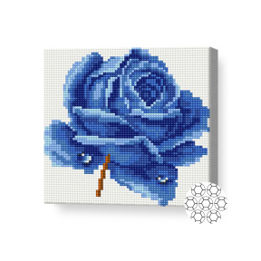Trandafir albastru, 20x20 cm, mozaic cu diamante