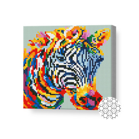 Zebră colorată, 20x20 cm, mozaic cu diamante