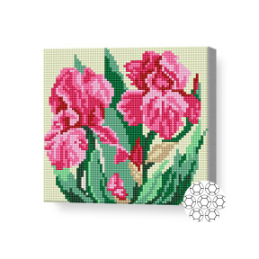 Iriși roz, 20x20 cm, mozaic cu diamante