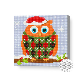 Bufniță în vestă, 20x20 cm, mozaic cu diamante
