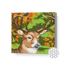 Cerb mândru, 20x20 cm, mozaic cu diamante