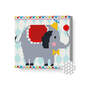 Elefant festiv, 20x20 cm, mozaic cu diamante