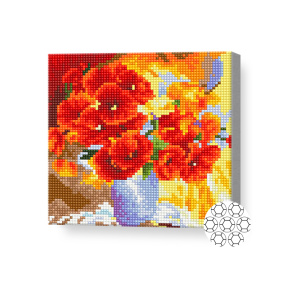 Maci aprinși, 20x20 cm, mozaic cu diamante