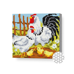 Familia de păsări, 20x20 cm, mozaic cu diamante
