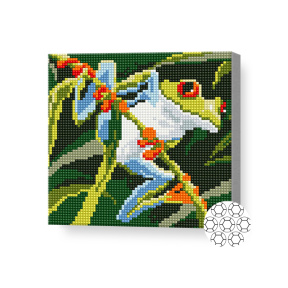 Broască cu ochi roșii, 20x20 cm, mozaic cu diamante