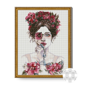 Privirea înflorită, 40x50 cm, mozaic cu diamante pătrate