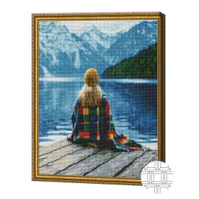Călătoarea în munți, 40x50 cm, mozaic cu diamante pătrate