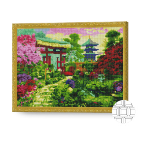 Templul chinezesc, 40x50 cm, mozaic cu diamante pătrate