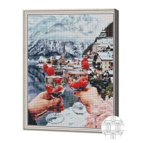 Коктейли в горах, 40x50 см, алмазная мозаика квадратна