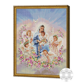 Fecioara cu îngeri, 40x50 cm, mozaic cu diamante pătrate