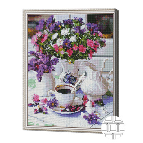 Ceaiul de primăvară, 40x50 cm, mozaic cu diamante pătrate