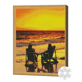 Cuplu pe litoral, 40x50 cm, mozaic cu diamante pătrate