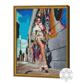 Piciorușe lungi, 40x50 cm, mozaic cu diamante pătrate