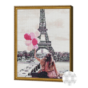 Prietene la Paris, 40x50 cm, mozaic cu diamante pătrate
