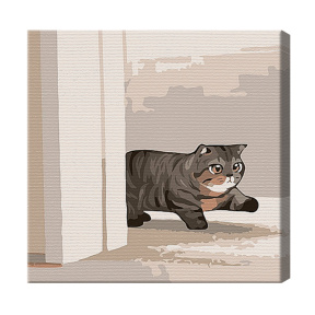 Толстенький котик 20x20 см, картина по номерам