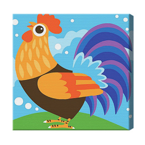Cocoș 20x20 cm, pictură pe numere