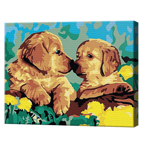 Два щенка 20x30 см, картина по номерам