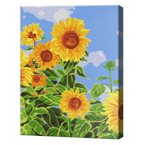 Яркие подсолнухи 20x30 см, картина по номерам