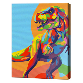 Радужный тирекс 20x30 см, картина по номерам
