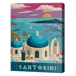 Santorini 20x30 cm, pictură pe numere