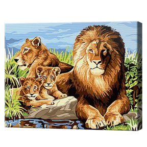 Familia leilor 20x30 cm, pictură pe numere