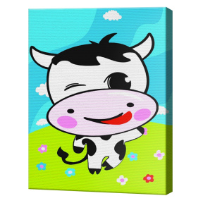 Văcuță face din ochi 20x30 cm, pictură pe numere