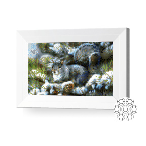 Veverița pe brad, 20x30 cm, mozaic cu diamante