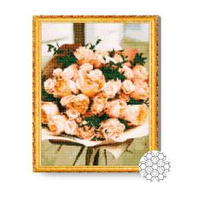 Buchet pastelat, 40x50 cm, mozaic cu diamante