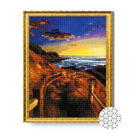 Coborâre spre ocean, 40x50 cm, mozaic cu diamante