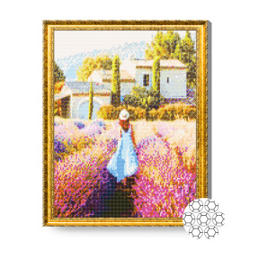 Fată în câmpul de levănțică, 40x50 cm, mozaic cu diamante