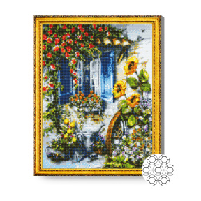 Veranda înflorită, 40x50 cm, mozaic cu diamante