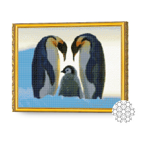 Familia de pinguini, 40x50 cm, mozaic cu diamante