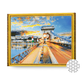 Podul seară, 40x50 cm, mozaic cu diamante