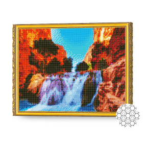 Cascadă în canion, 40x50 cm, mozaic cu diamante