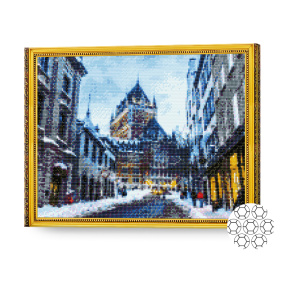 Stradelă orașului de iarnă, 40x50 cm, mozaic cu diamante