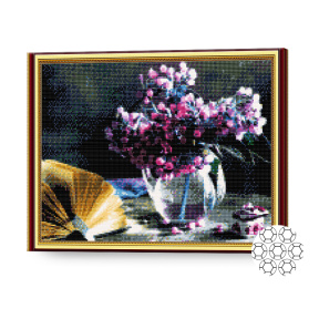 Flori și carte, 40x50 cm, mozaic cu diamante