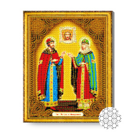 Icoană Petru și Fevronia, 40x50 cm, mozaic cu diamante