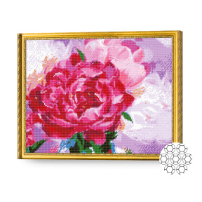 Bujori multicolori, 40x50 cm, mozaic cu diamante