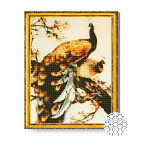 Pauni aurii, 40x50 cm, mozaic cu diamante
