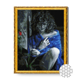 Frumoasă crețoasă în nuanțe gri, 40x50 cm, mozaic cu diamante