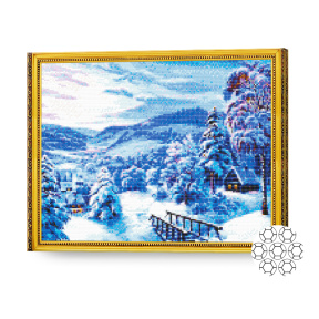 Ziua însorită în munți, 40x50 cm, mozaic cu diamante