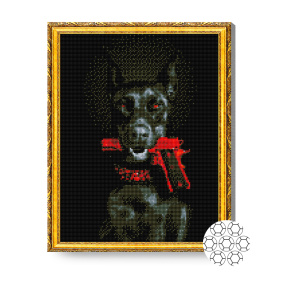 Doberman înfricoșător, 40x50 cm, mozaic cu diamante